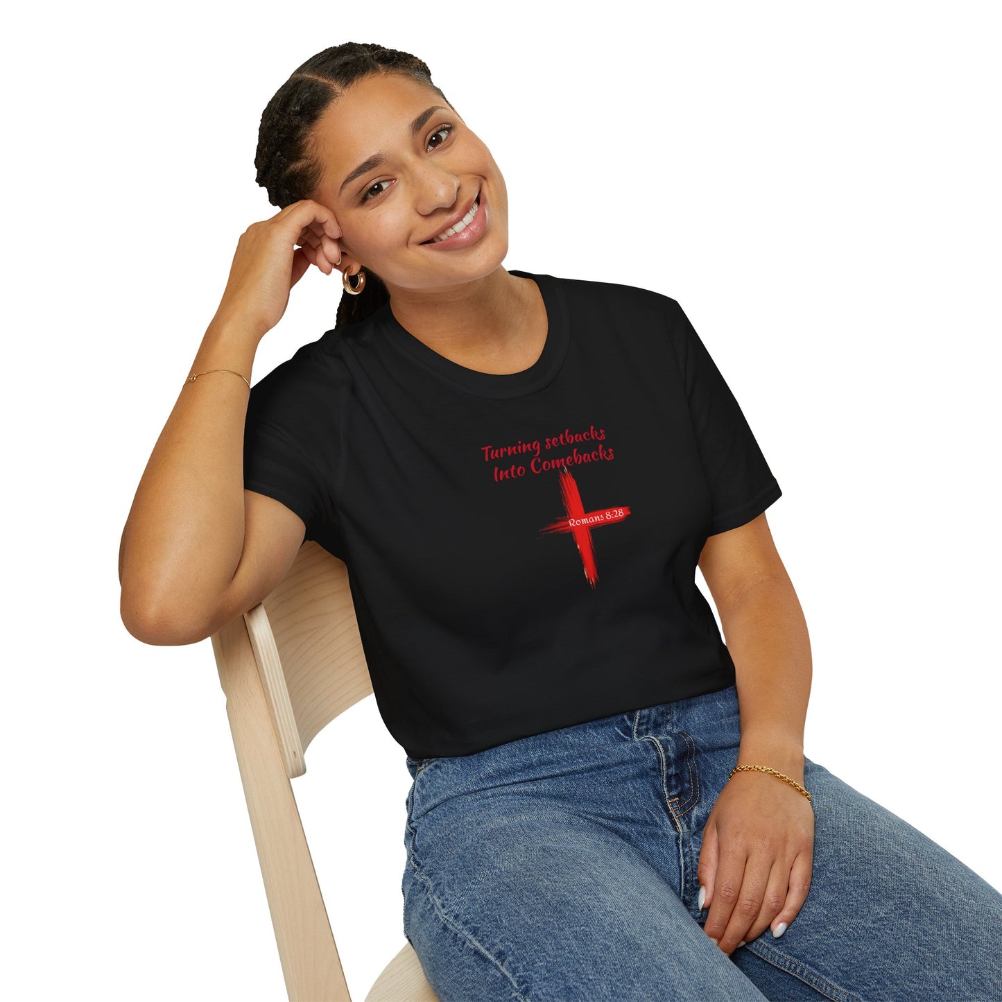 Inspirational Unisex Softstyle T-Shirt - 'Turning Setbacks into Comebacks'