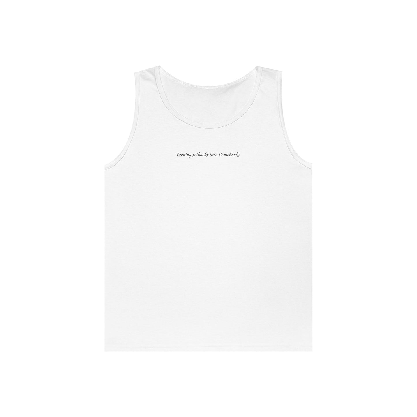 Inspirational Unisex Heavy Cotton Tank Top - "Turning Setbacks Into Comebacks"