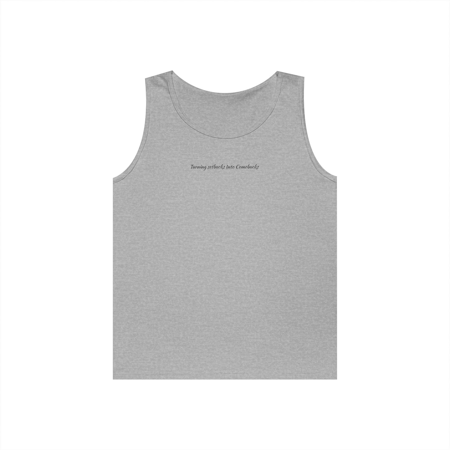 Inspirational Unisex Heavy Cotton Tank Top - "Turning Setbacks Into Comebacks"