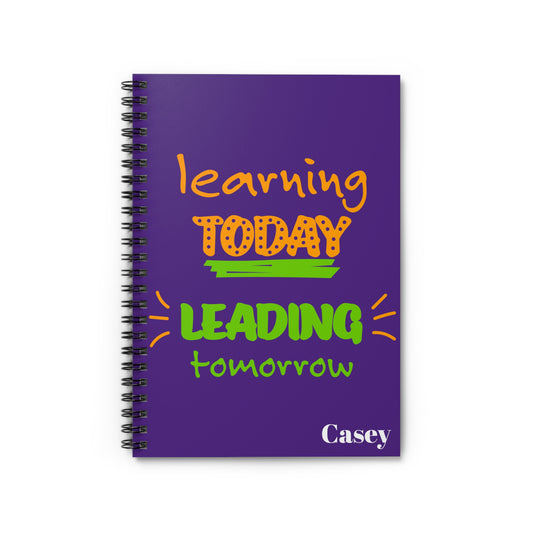 Colorful Spiral Notebook for Students, Back to School Journal, Learning Today Leading Tomorrow, Classroom Supplies, Gift for Teachers