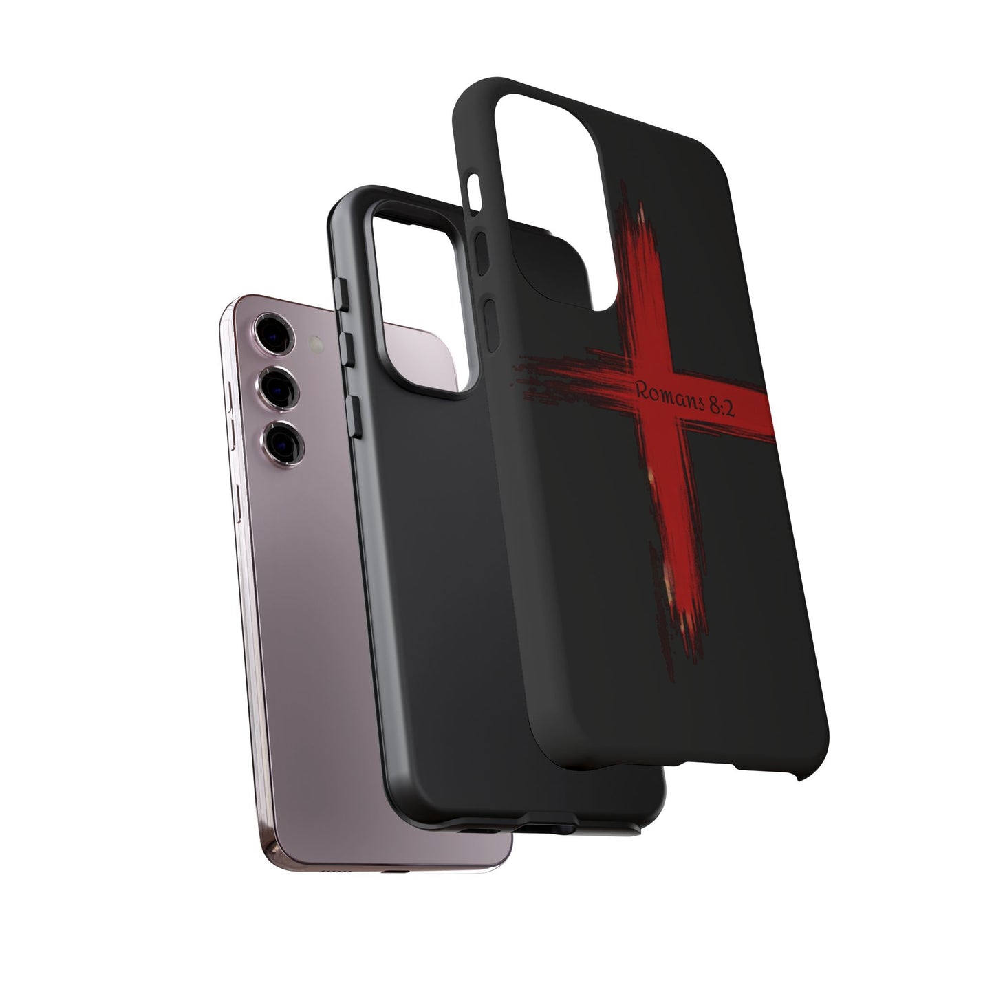 Christianity-Inspired Tough Phone Case, Gift for Brother or Sister, Stylish Religious Phone Cover, Cross Design, Romans 8:2, Unique [...]