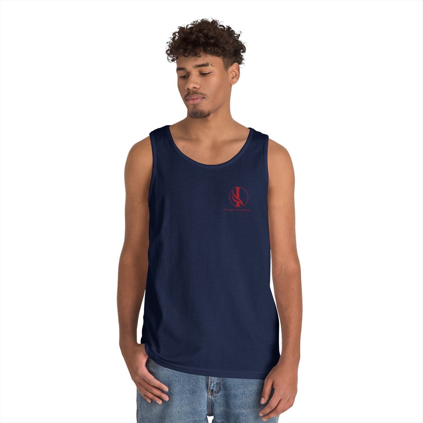 Heavy Cotton Tank Top - Casual Summer Wear with 'Conquer Everything' Design