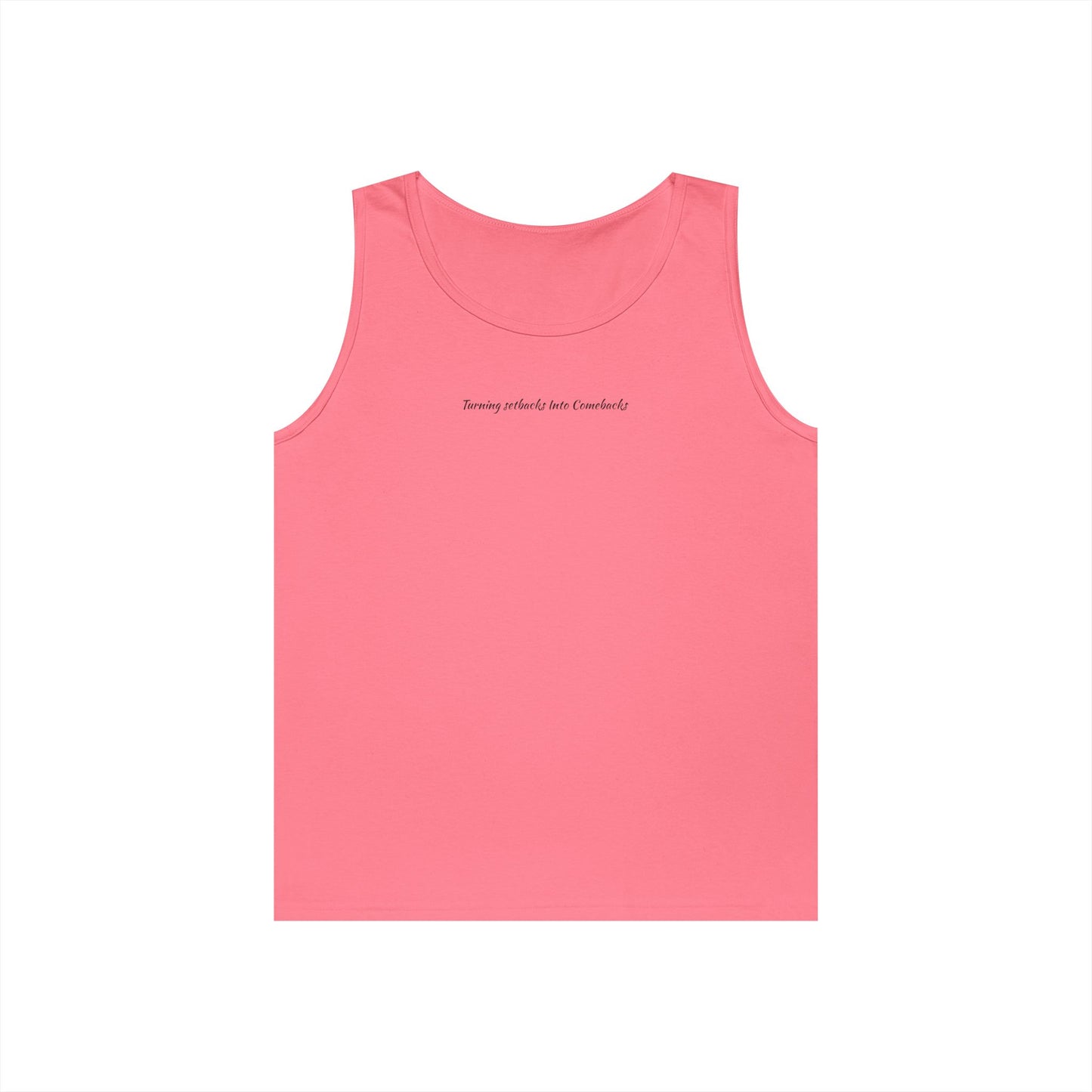 Inspirational Unisex Heavy Cotton Tank Top - "Turning Setbacks Into Comebacks"