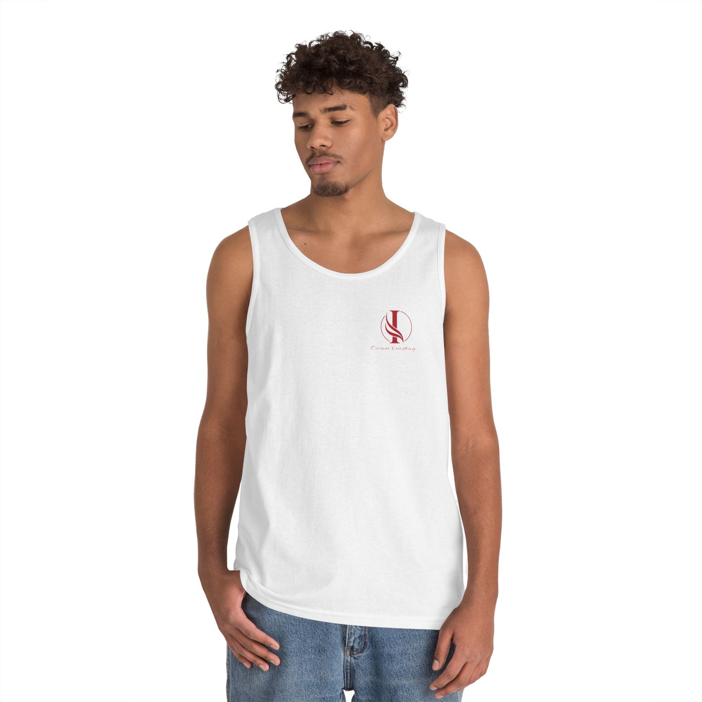 Heavy Cotton Tank Top - Casual Summer Wear with 'Conquer Everything' Design