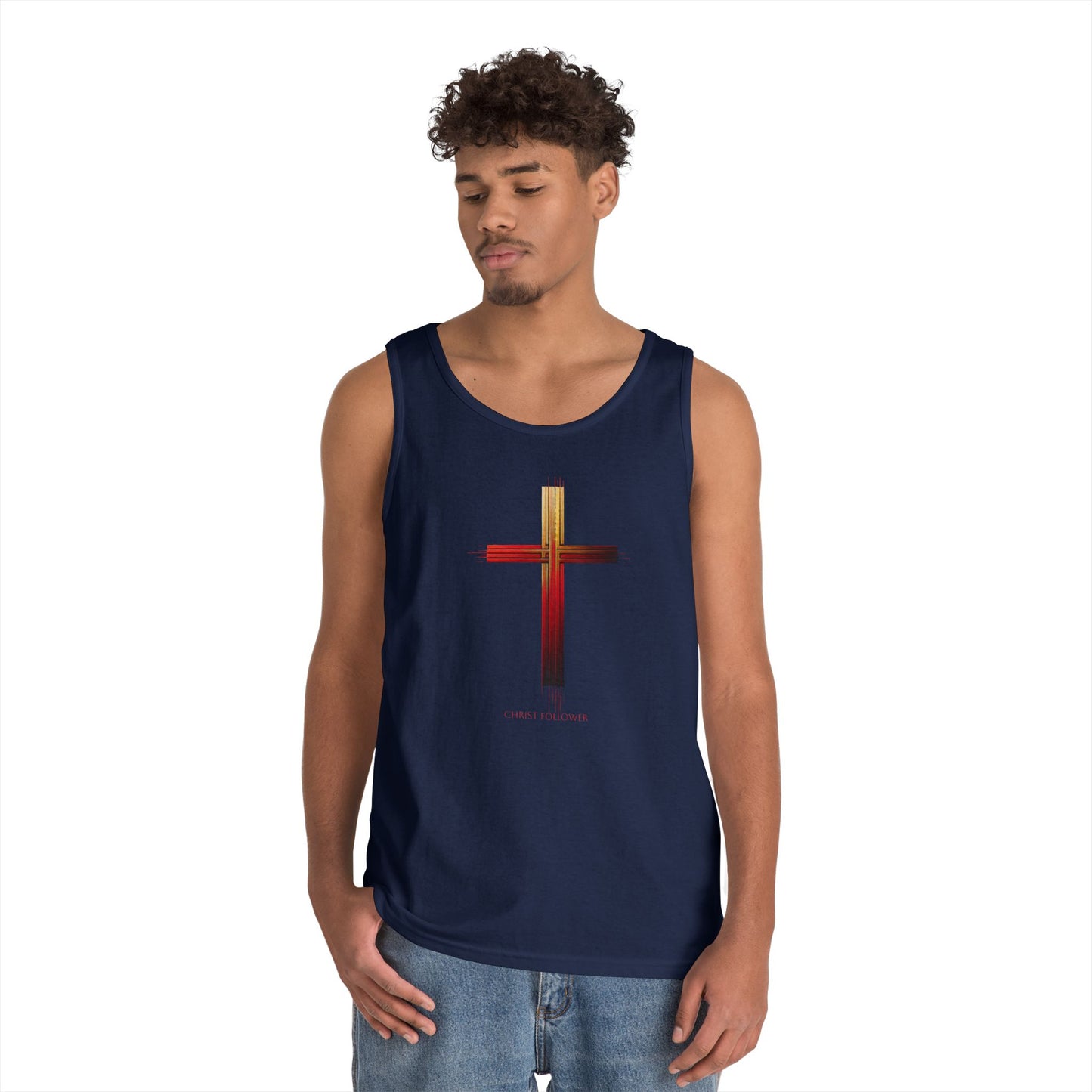 Faith-Inspired Unisex Heavy Cotton Tank Top - Cross Design