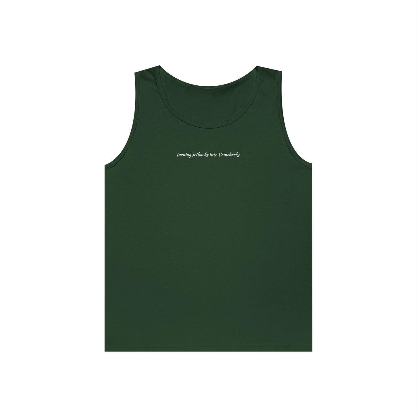 Inspirational Unisex Heavy Cotton Tank Top - "Turning Setbacks Into Comebacks"