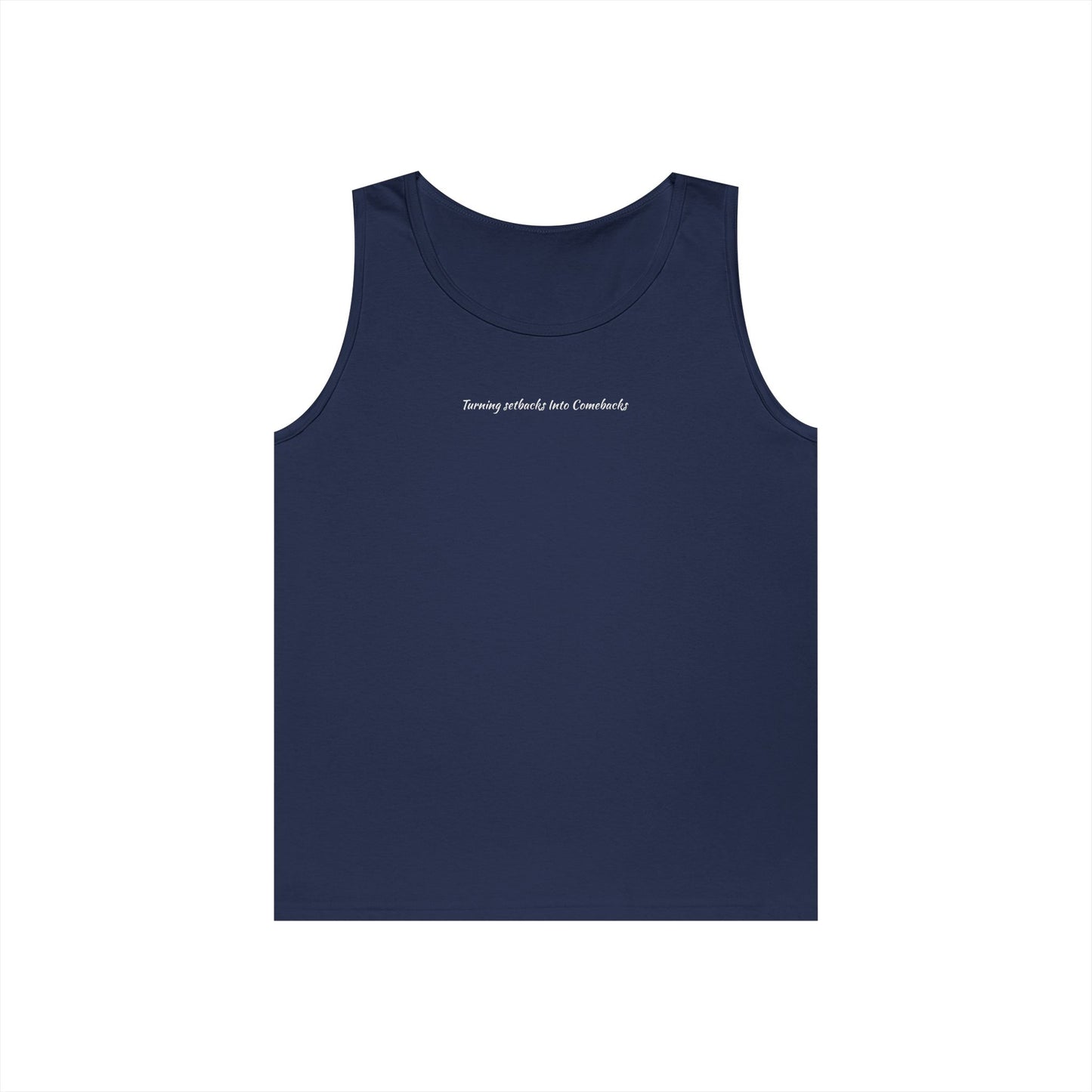 Inspirational Unisex Heavy Cotton Tank Top - "Turning Setbacks Into Comebacks"