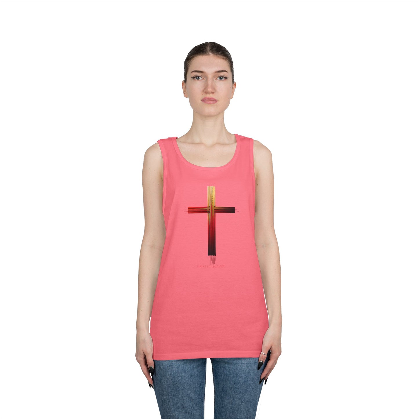 Faith-Inspired Unisex Heavy Cotton Tank Top - Cross Design