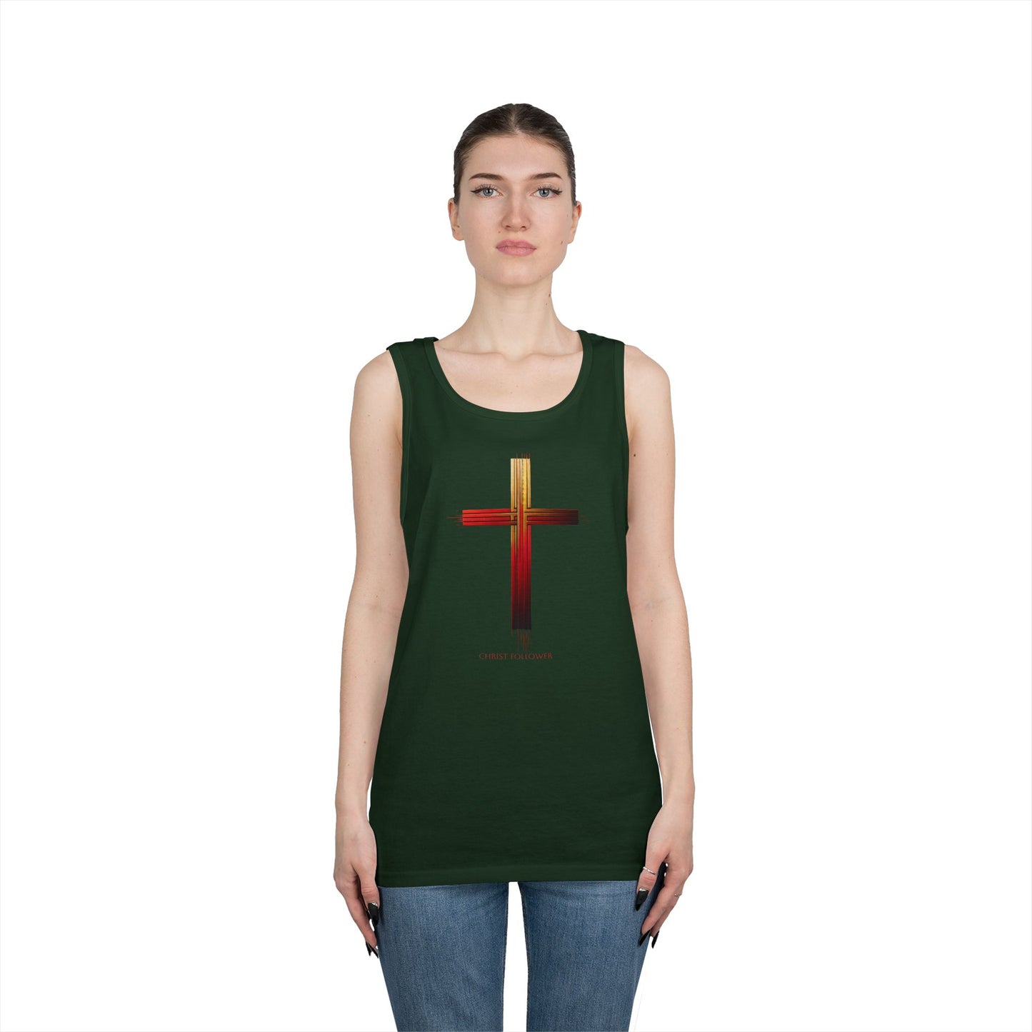 Faith-Inspired Unisex Heavy Cotton Tank Top - Cross Design