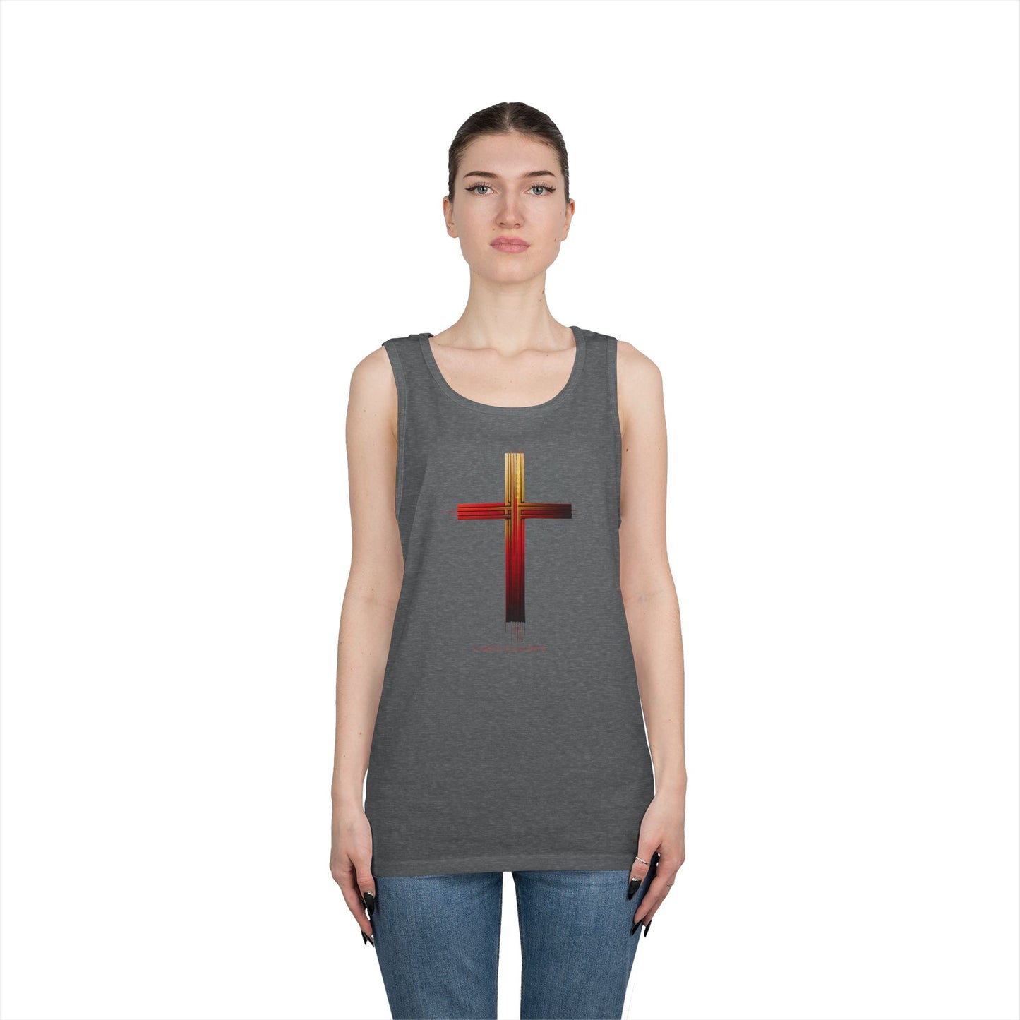 Faith-Inspired Unisex Heavy Cotton Tank Top - Cross Design