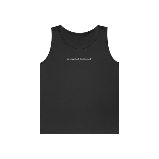 Inspirational Unisex Heavy Cotton Tank Top - "Turning Setbacks Into Comebacks"