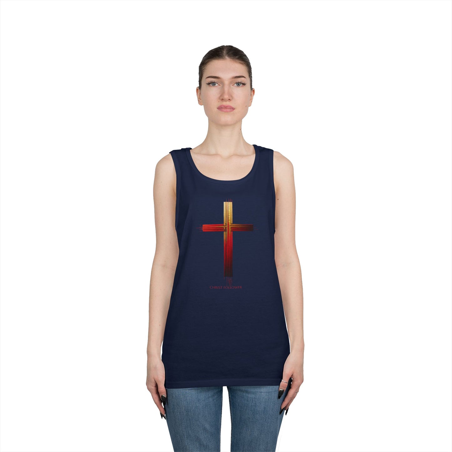 Faith-Inspired Unisex Heavy Cotton Tank Top - Cross Design
