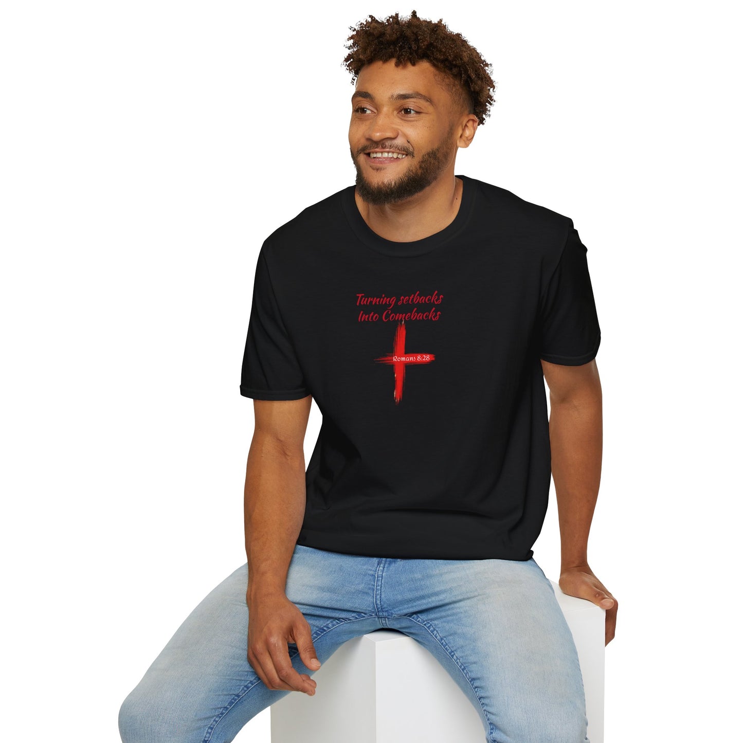 Inspirational Unisex Softstyle T-Shirt - 'Turning Setbacks into Comebacks'