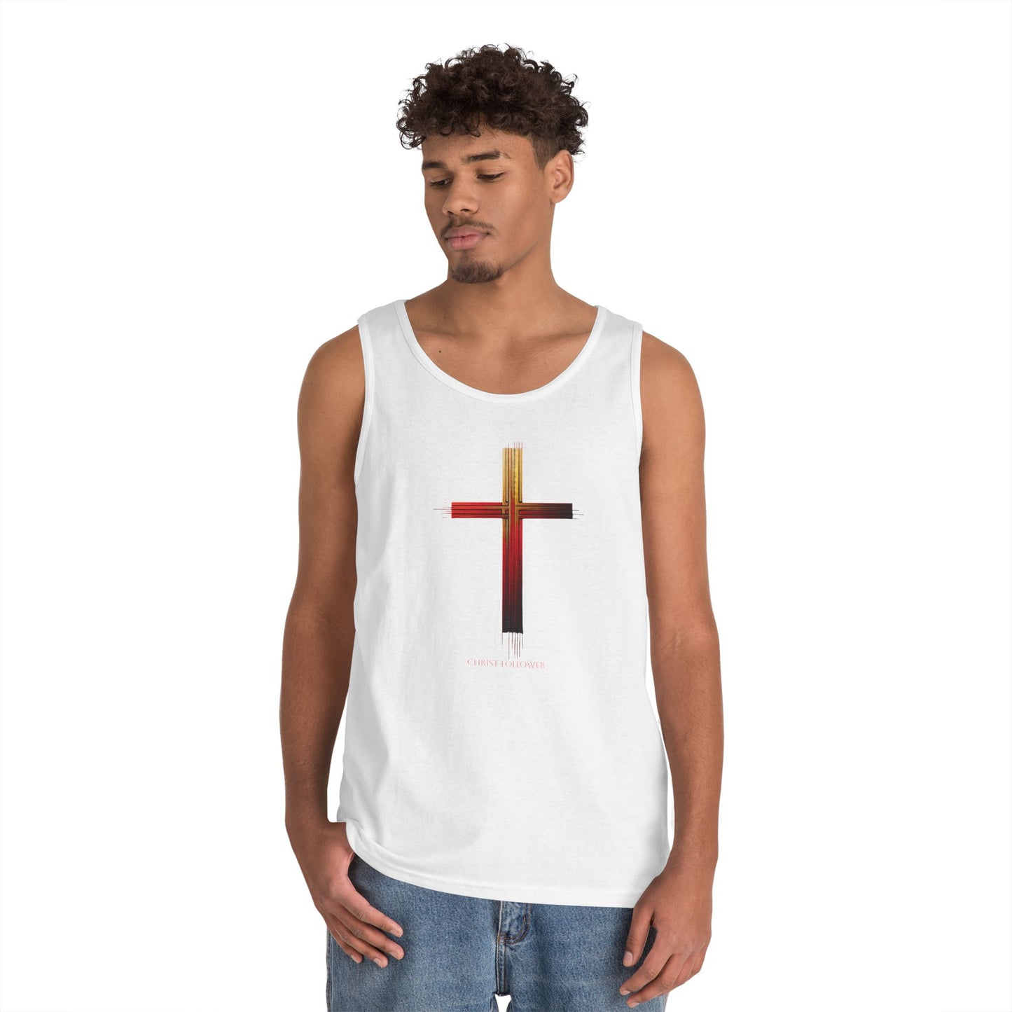 Faith-Inspired Unisex Heavy Cotton Tank Top - Cross Design