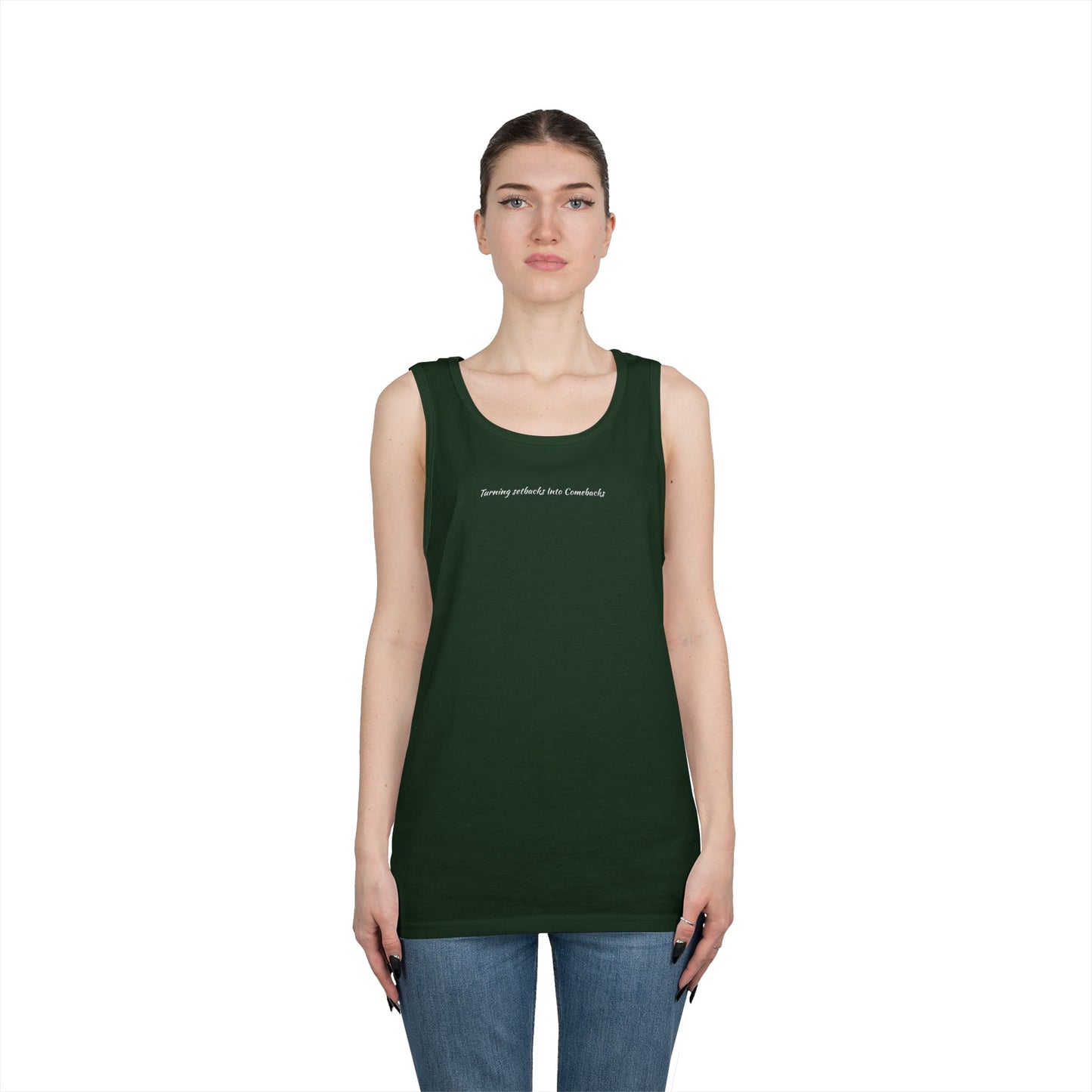 Inspirational Unisex Heavy Cotton Tank Top - "Turning Setbacks Into Comebacks"