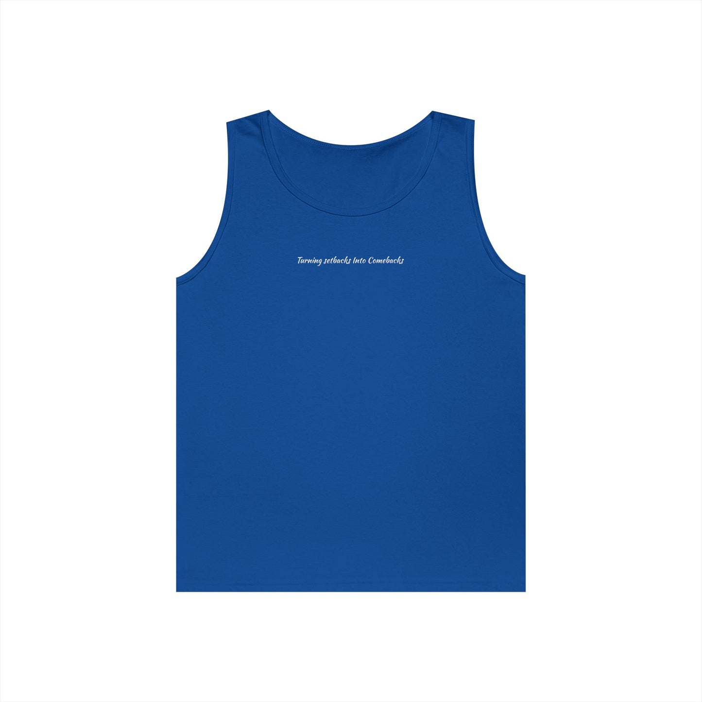 Inspirational Unisex Heavy Cotton Tank Top - "Turning Setbacks Into Comebacks"