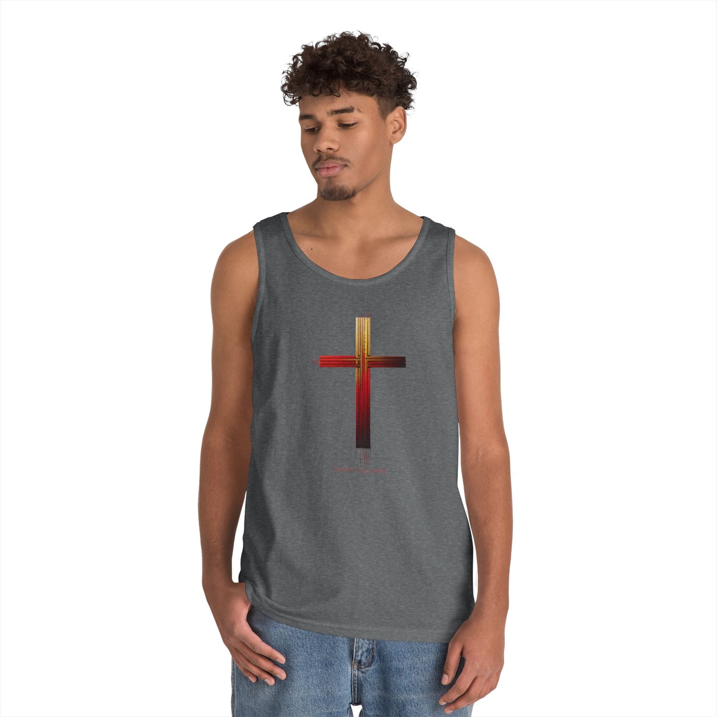 Faith-Inspired Unisex Heavy Cotton Tank Top - Cross Design