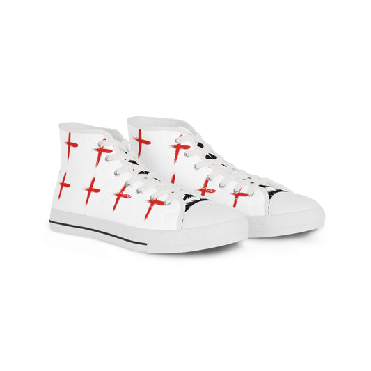 Men's High Top Sneakers with Bold Cross Design - Stylish and Unique Footwear