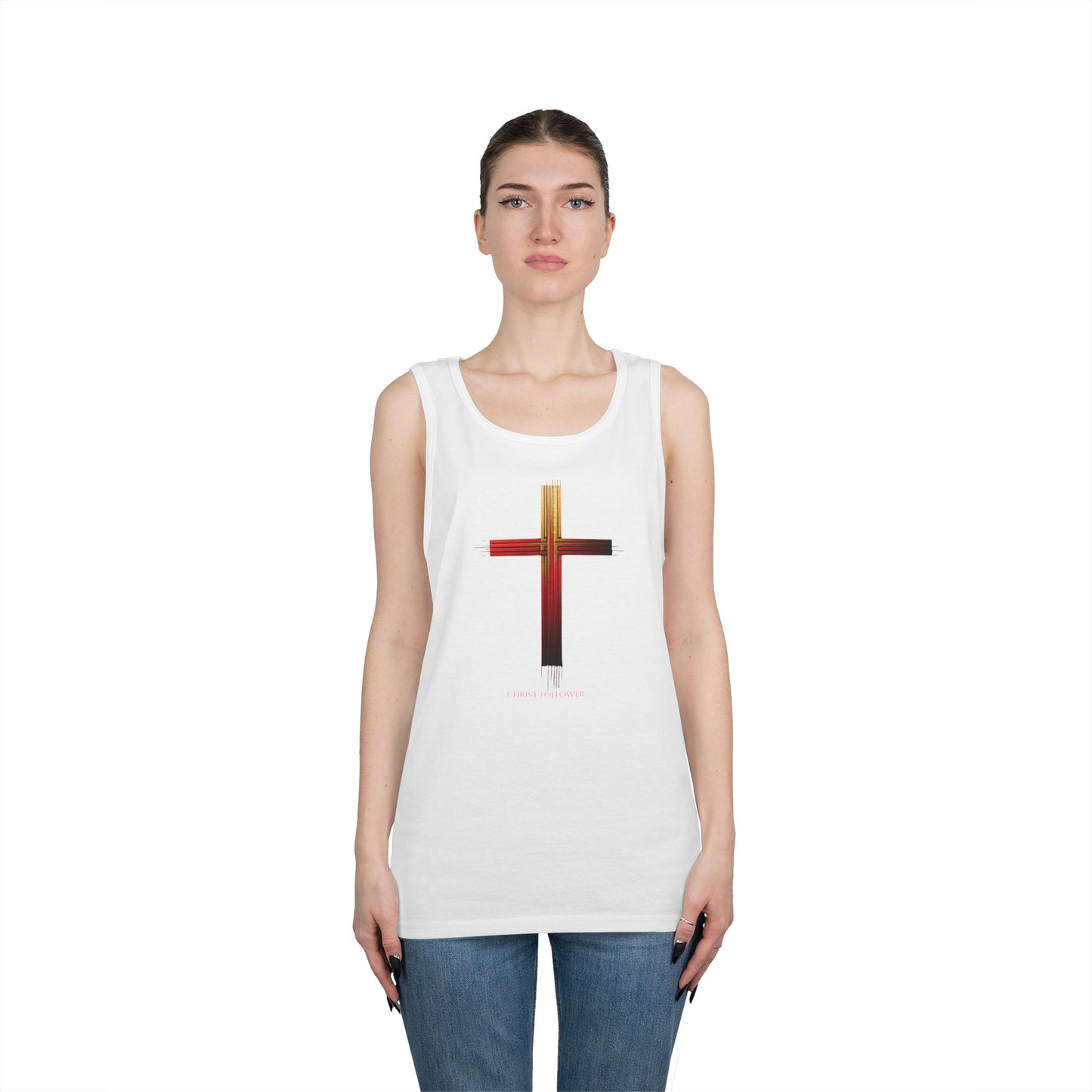 Faith-Inspired Unisex Heavy Cotton Tank Top - Cross Design
