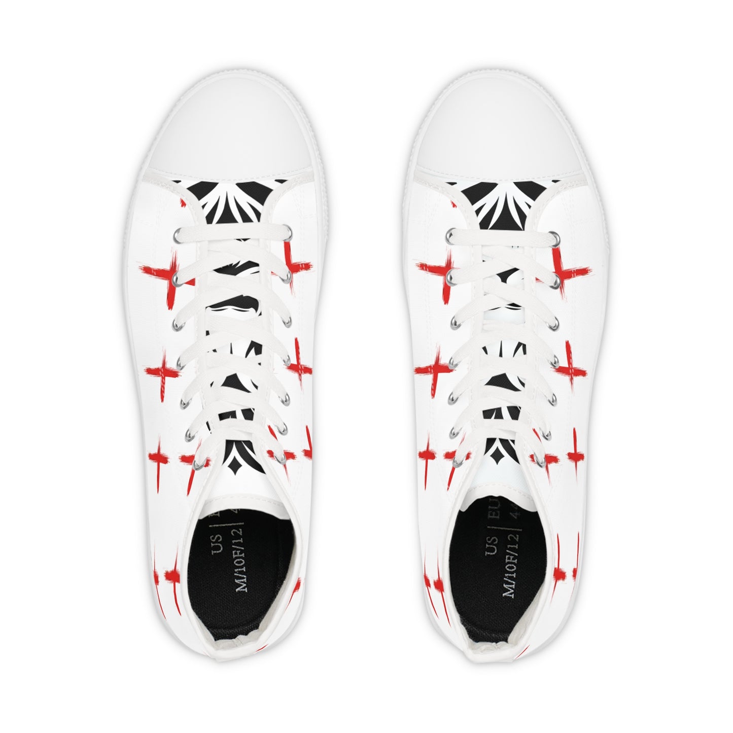 Men's High Top Sneakers with Bold Cross Design - Stylish and Unique Footwear