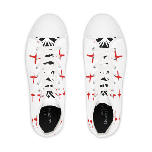 Men's High Top Sneakers with Bold Cross Design - Stylish and Unique Footwear