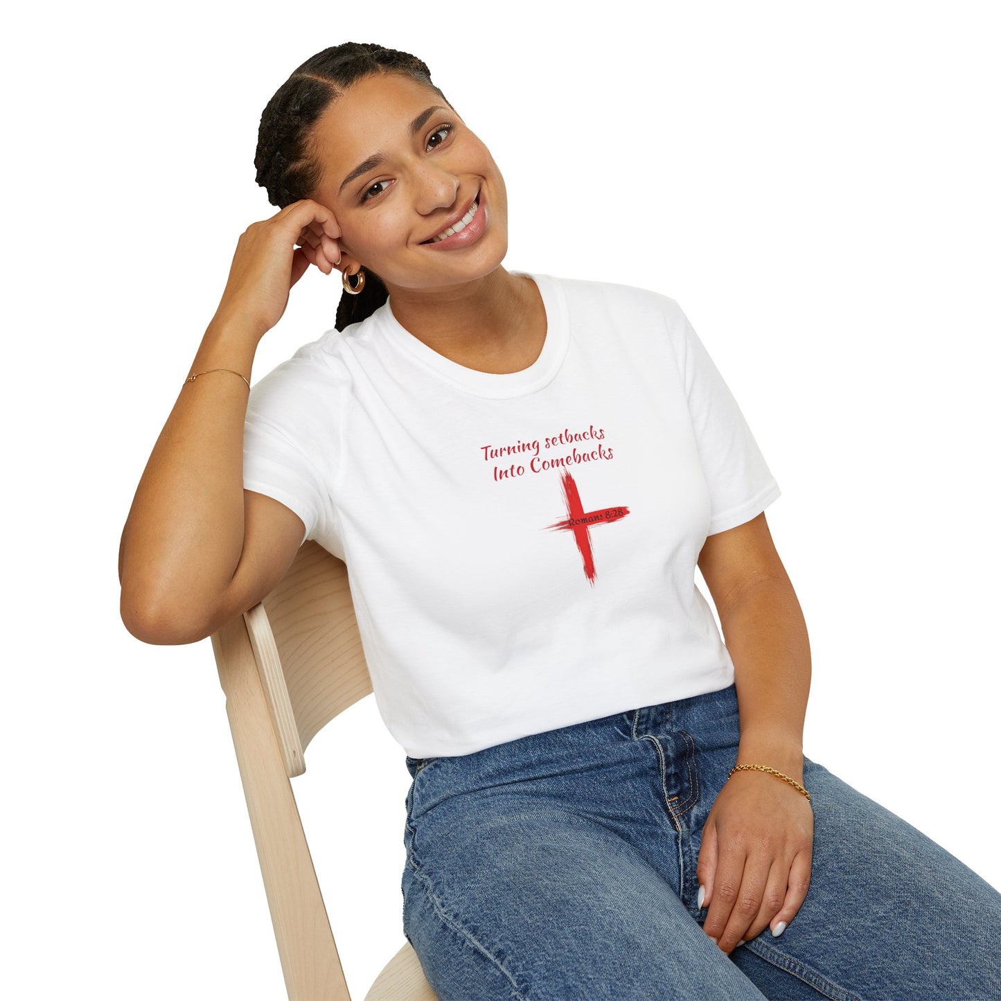 Inspirational Unisex Softstyle T-Shirt - 'Turning Setbacks into Comebacks'