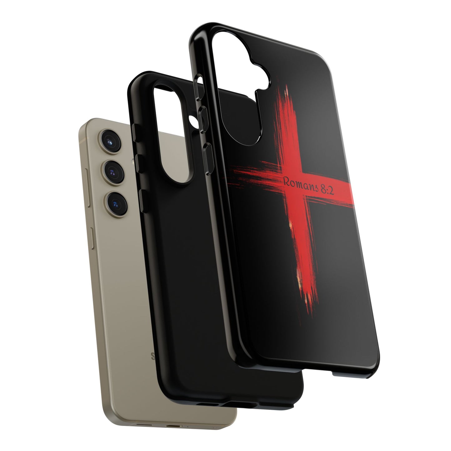 Christianity-Inspired Tough Phone Case, Gift for Brother or Sister, Stylish Religious Phone Cover, Cross Design, Romans 8:2, Unique [...]