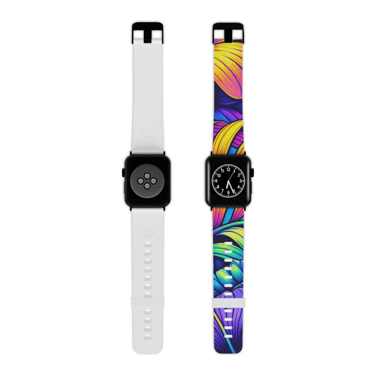 Vibrant Apple Watch Band, Colorful Sport Strap, Gift for Fitness Lovers, Floral Watch Accessories, Stylish Tech Wear