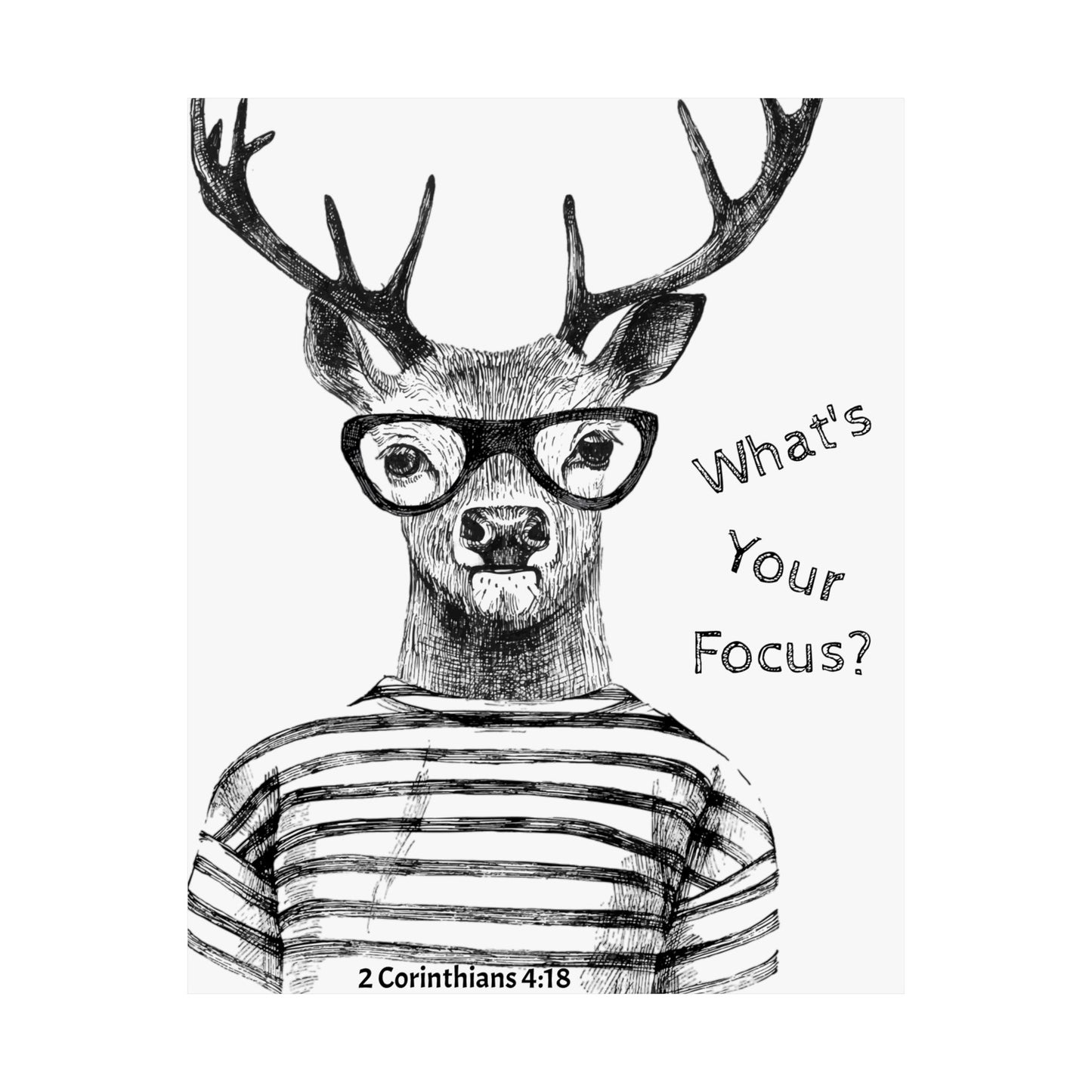 Inspiring Matte Vertical Poster - "What's Your Focus?" with Deer Design