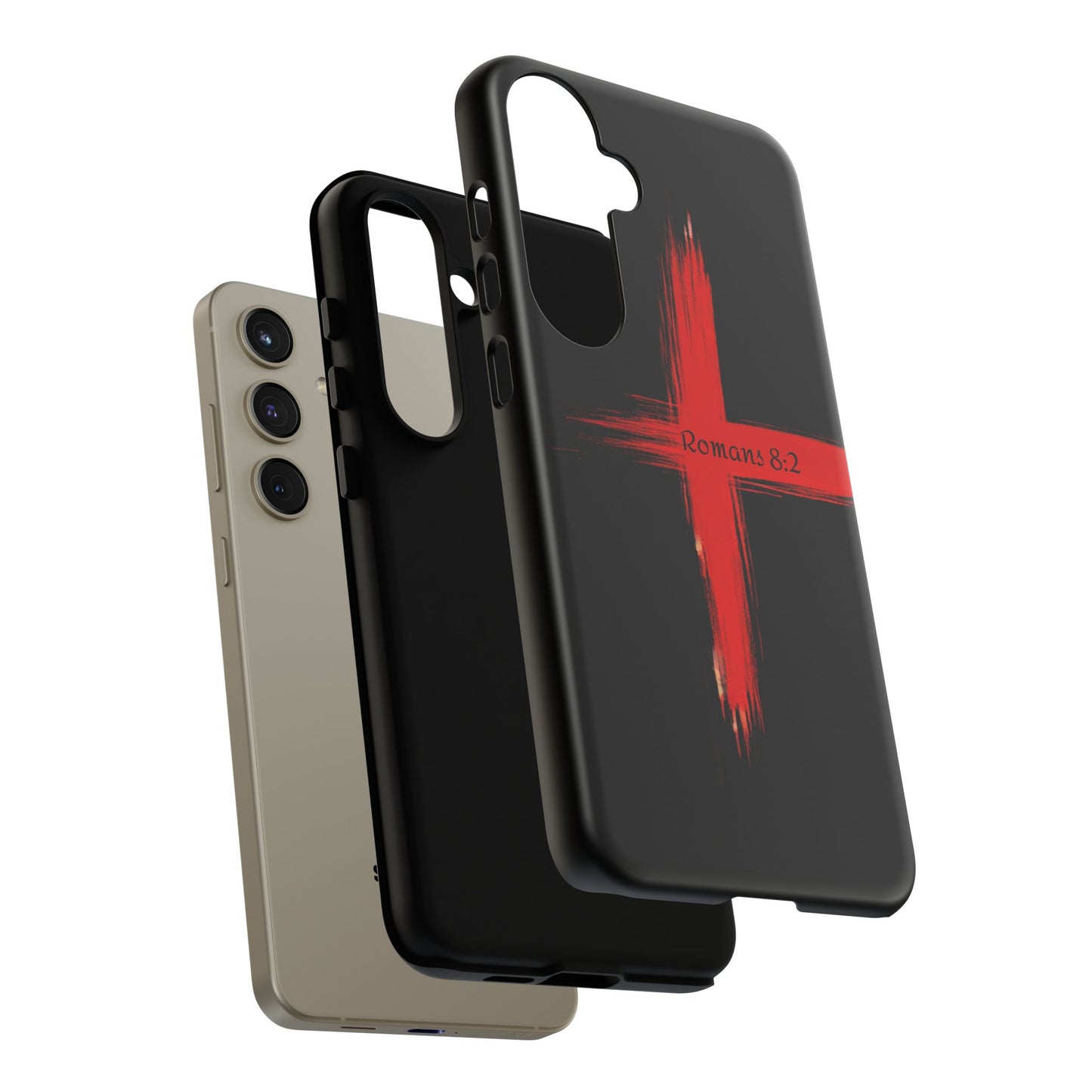 Christianity-Inspired Tough Phone Case, Gift for Brother or Sister, Stylish Religious Phone Cover, Cross Design, Romans 8:2, Unique [...]