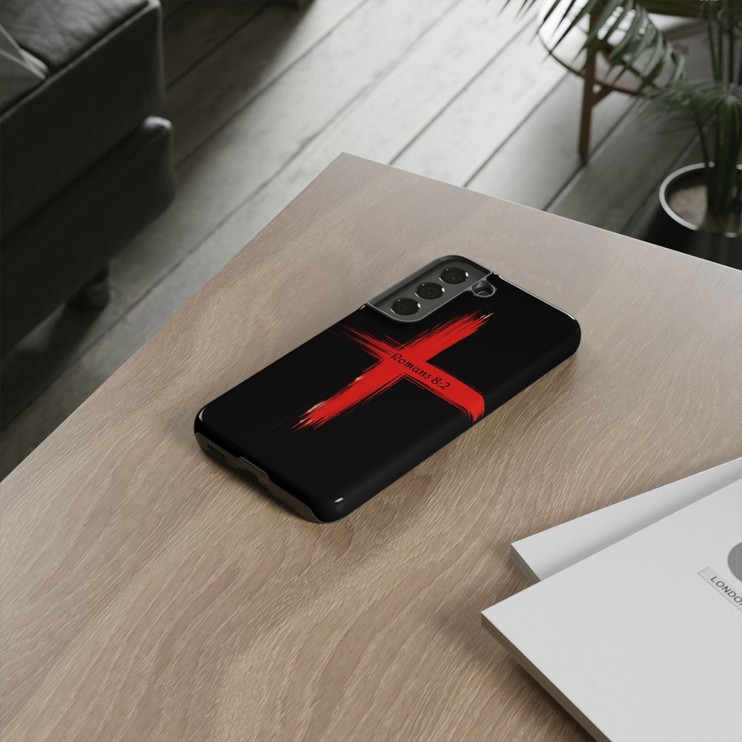 Christianity-Inspired Tough Phone Case, Gift for Brother or Sister, Stylish Religious Phone Cover, Cross Design, Romans 8:2, Unique [...]