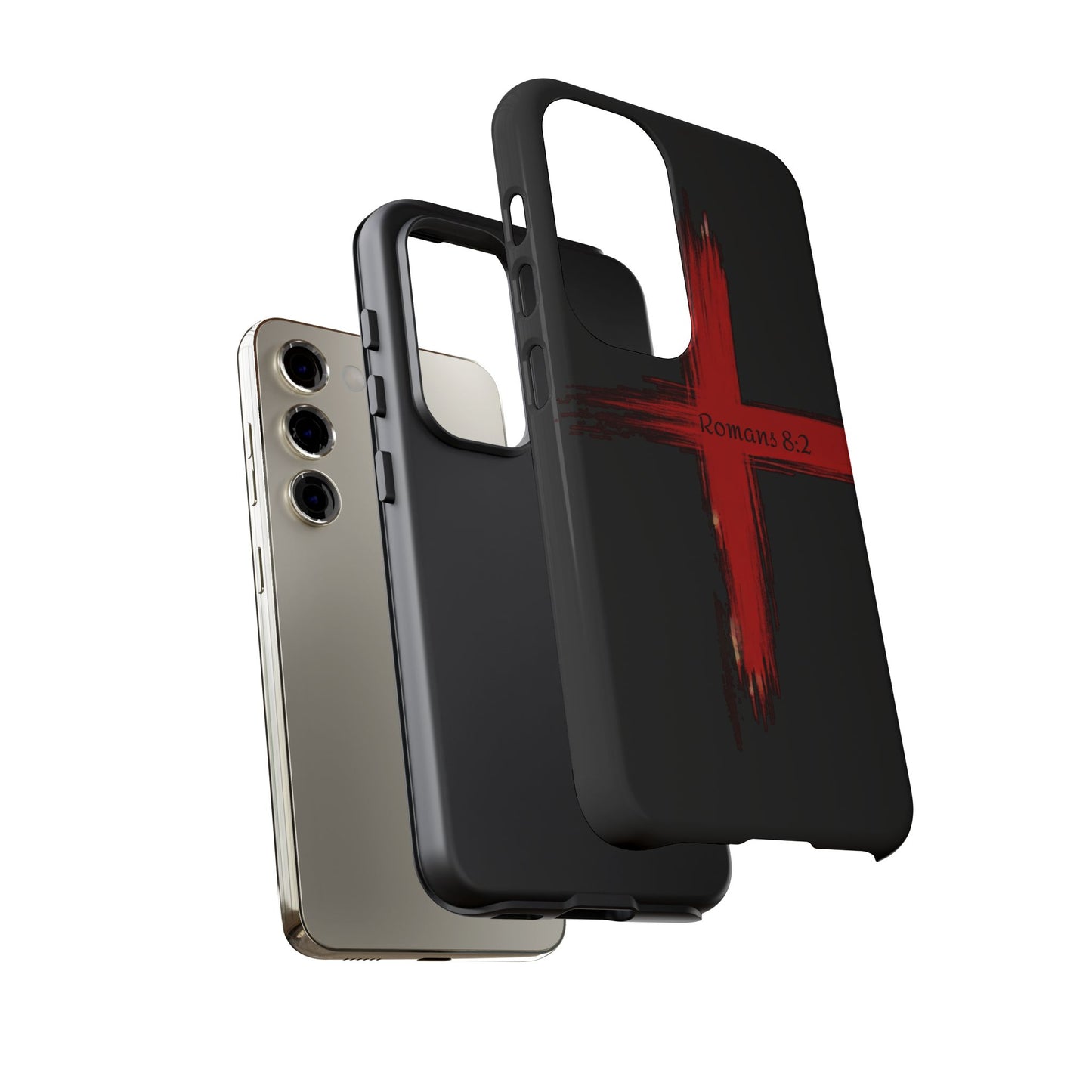 Christianity-Inspired Tough Phone Case, Gift for Brother or Sister, Stylish Religious Phone Cover, Cross Design, Romans 8:2, Unique [...]