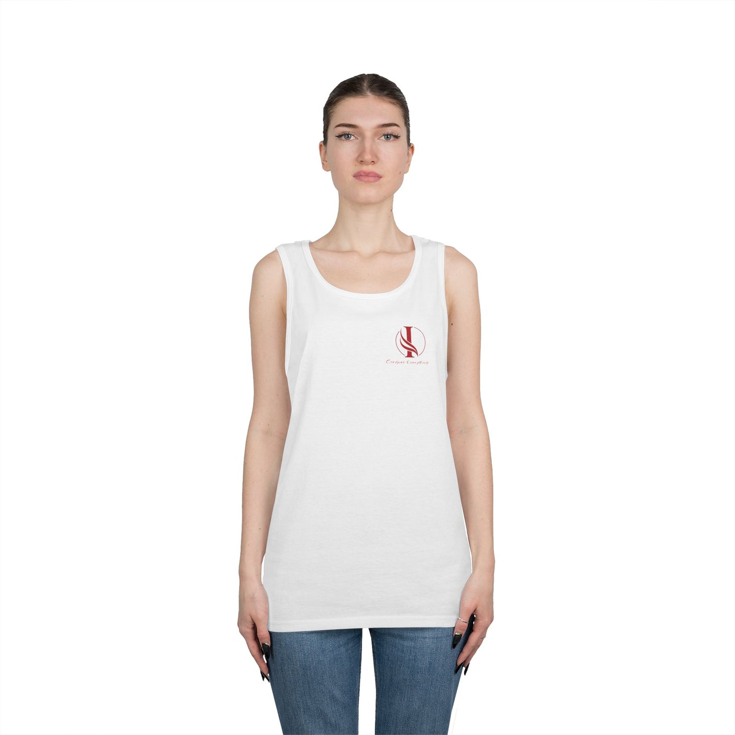 Heavy Cotton Tank Top - Casual Summer Wear with 'Conquer Everything' Design