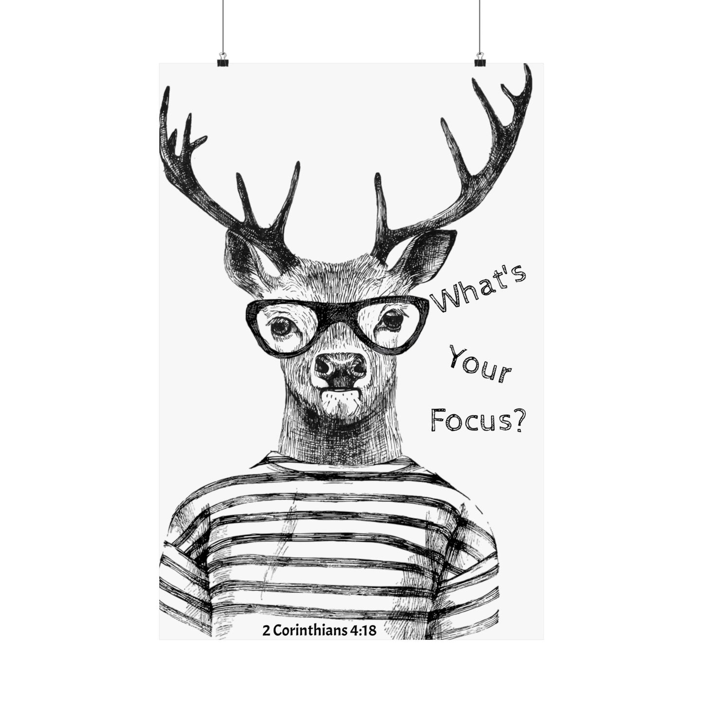 Inspiring Matte Vertical Poster - "What's Your Focus?" with Deer Design