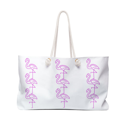 Stylish Weekender Bag with Flamingos & Personalized Bike Design, Ideal for Travel, Gifts, Beach, Sports, and Everyday Use