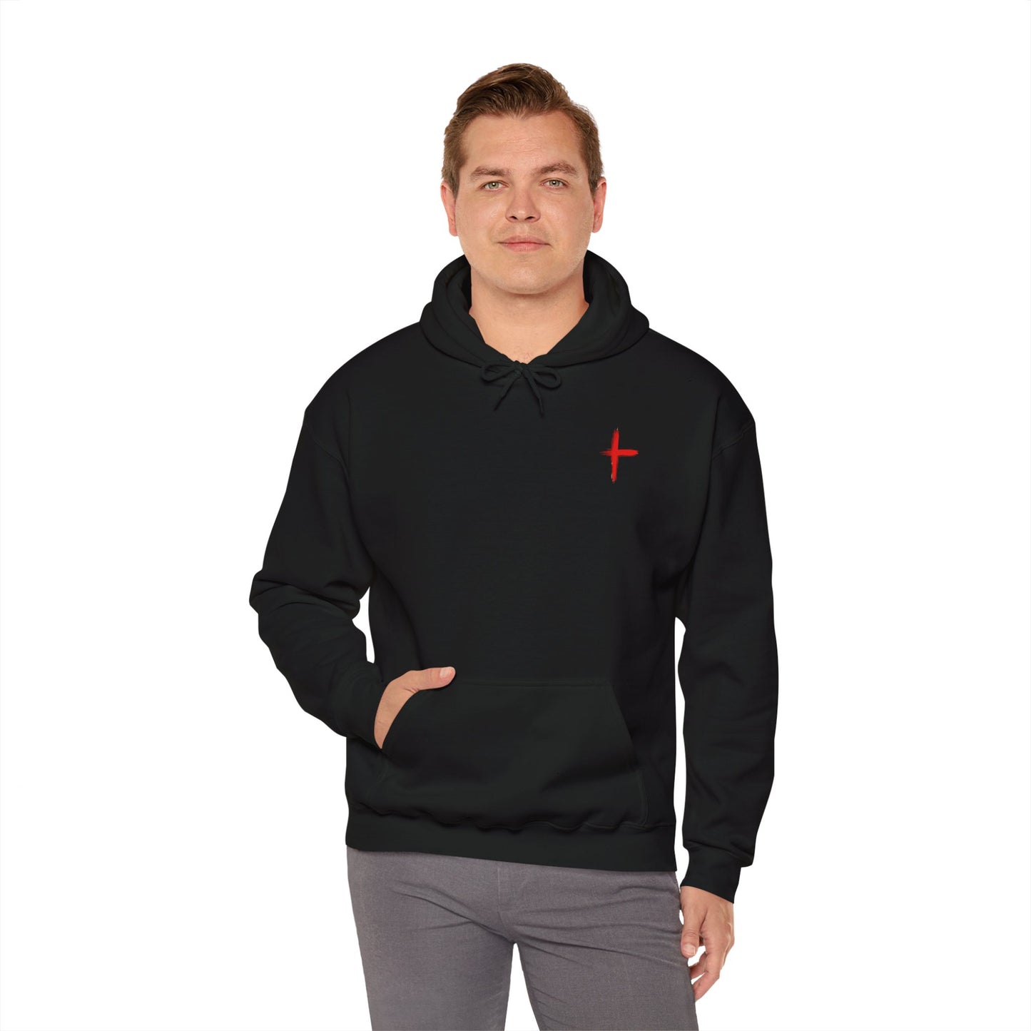 Unisex Heavy Blend Hoodie - Iron Core Collection with Red Cross Design