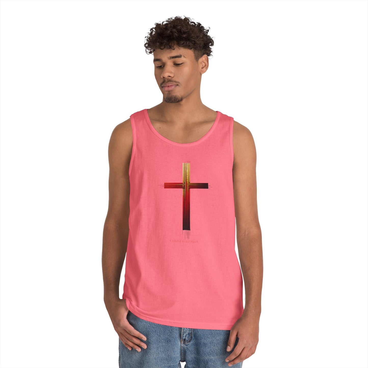 Faith-Inspired Unisex Heavy Cotton Tank Top - Cross Design