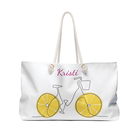 Stylish Weekender Bag with Flamingos & Personalized Bike Design, Ideal for Travel, Gifts, Beach, Sports, and Everyday Use