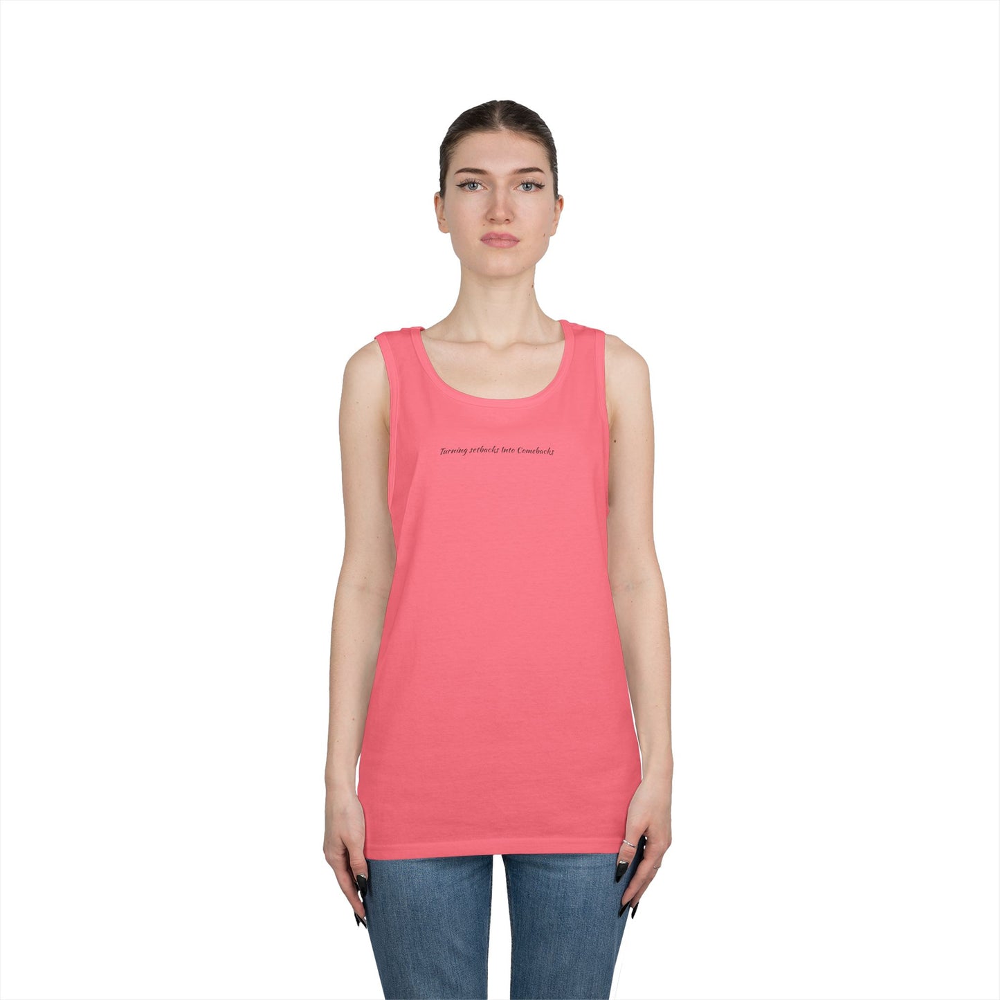 Inspirational Unisex Heavy Cotton Tank Top - "Turning Setbacks Into Comebacks"