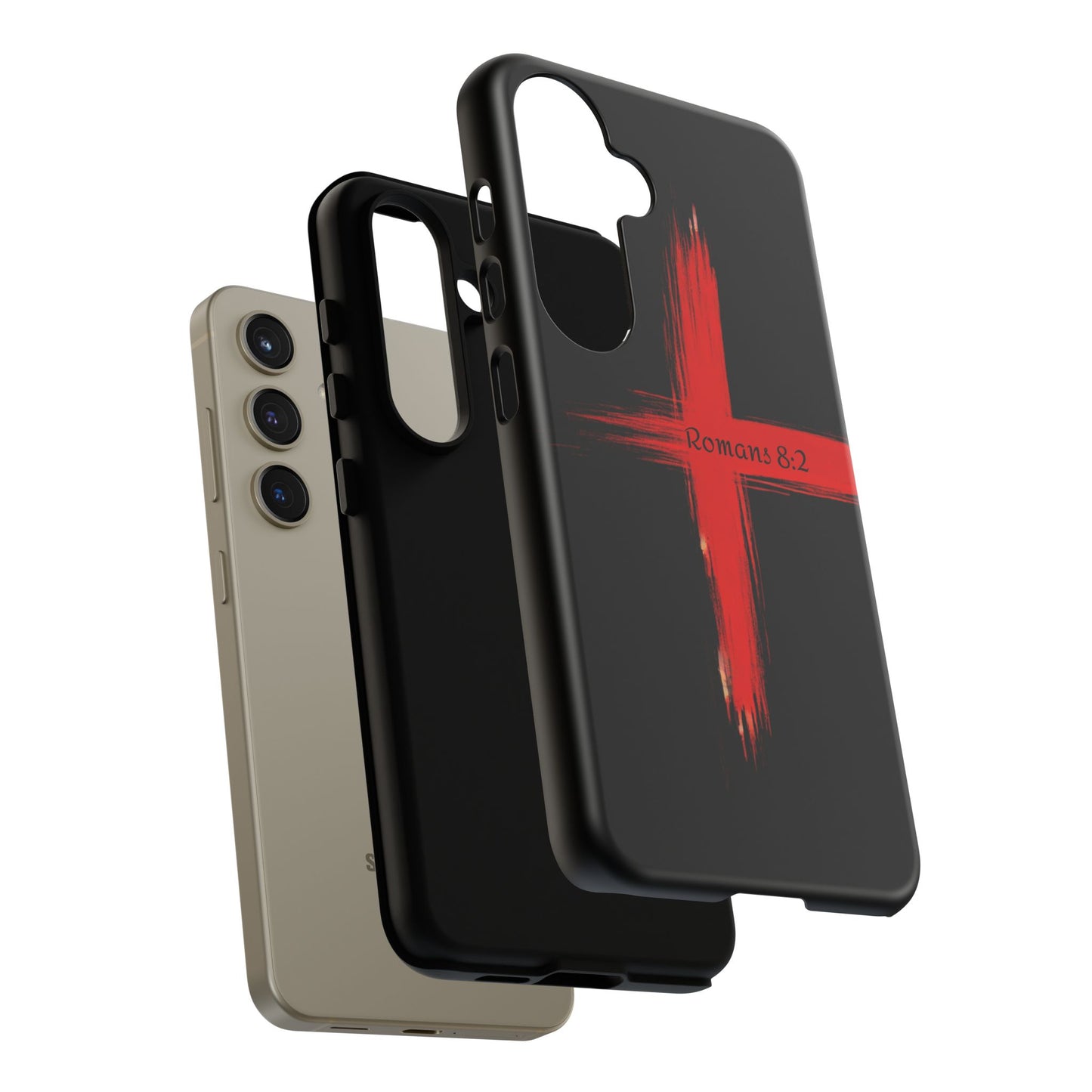 Christianity-Inspired Tough Phone Case, Gift for Brother or Sister, Stylish Religious Phone Cover, Cross Design, Romans 8:2, Unique [...]